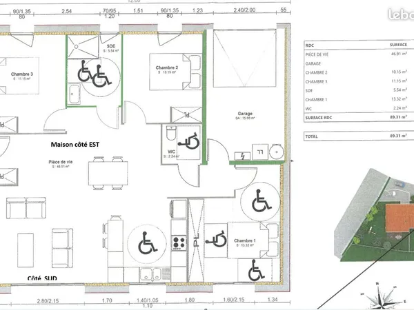 Maison 4 pièces plain-pied 90 m2
