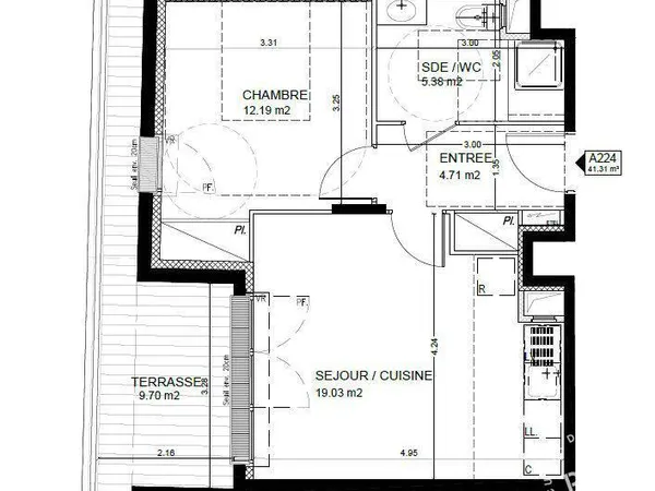 Location meublée appartement 2 pièces 42m² Courbevoie (92400)