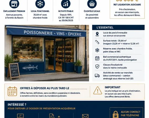 Épicerie, poissonnerie 36 m² BIGANOS