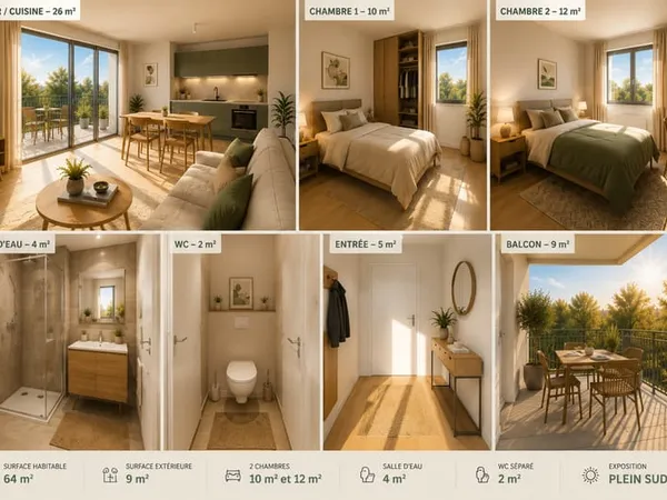 CARQUEFOU  T3 NEUF DE 64m² AVEC BALCON, PARKING ET CAVE