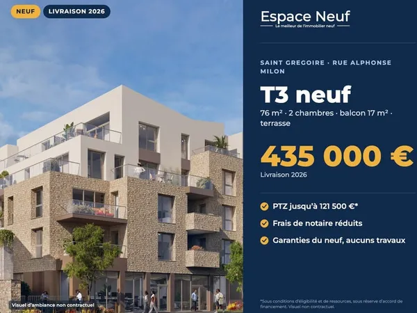 SAINT GREGOIRE - APPARTEMENT T3 AVEC BALCON - RESIDENCE DE