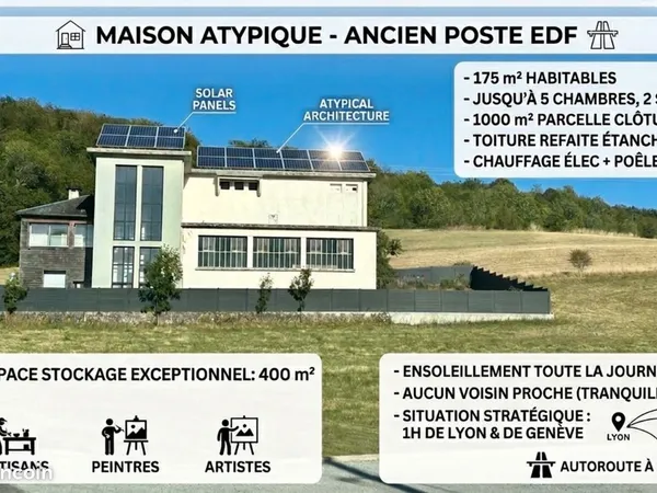 Bien d'exception : Ancien poste EDF de 175 m² + 400 m² de stockage sur 1 000 m² - Aranc (01)