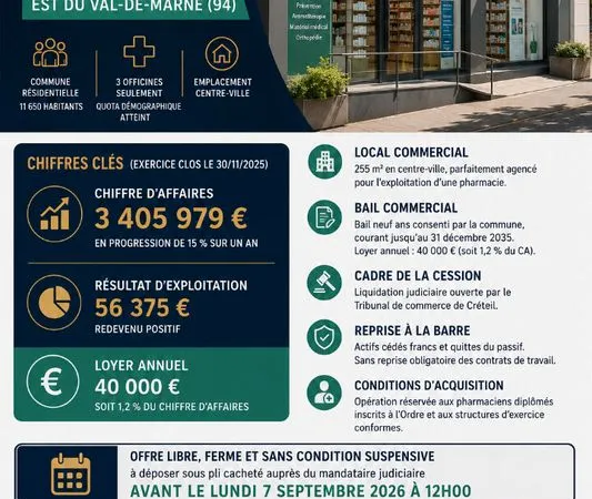 Fonds de commerce, pharmacie VILLECRESNES