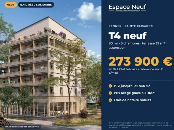 RENNES Saint Elisabeth - T4 BRS avec terrase 33m2