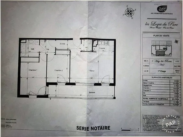 Appartement 3 pièces 62 m²