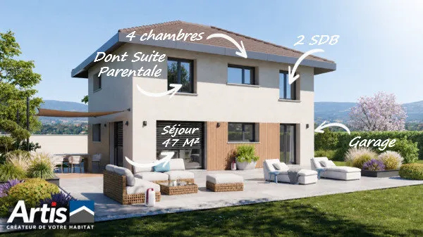 CHEVRY - Coeur de village - Terrain 538 m² + Maison ARTIS 130 m² avec Garage