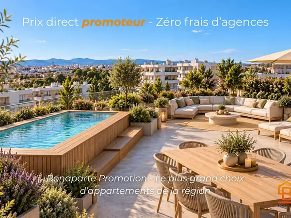 MONTPELLIER - NOUVELLE MAIRIE - APPARTEMENT 3 CHAMBRES DERNIER ETAGE D'EXCEPTION AVEC PISCINE