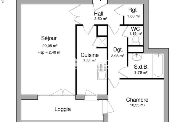 Appartement 2 pièces 52 m²