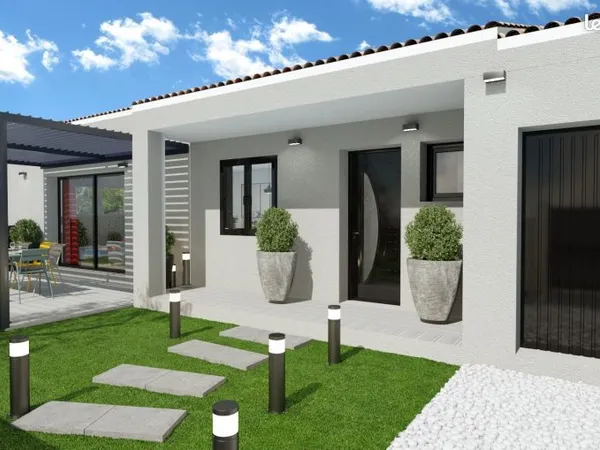 Maison neuve 90 m² avec terrain viabilisé 415 m² à Pollestres (66450) - 3 chambres, garage 15 m²