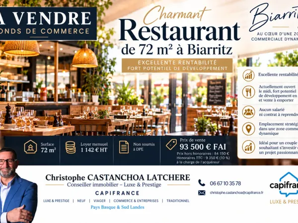 Fonds de commerce 2 pièces 72 m²