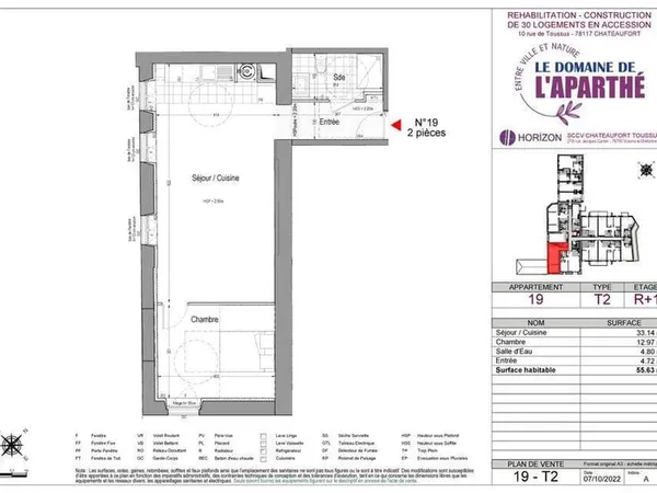 Appartement 2 pièces 55 m²