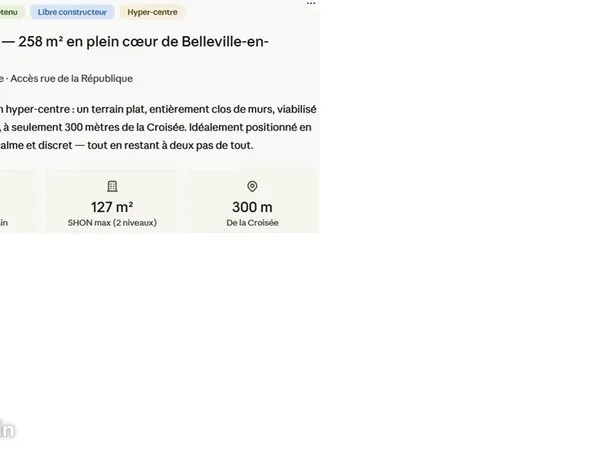 Terrain à bâtir — 258 m² en plein coeur de Belleville-en-Beaujolais