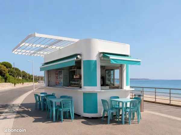 Cession kiosque bord de mer — Cannes — neuf 2026 — concession 12 ans, 10 ans restants