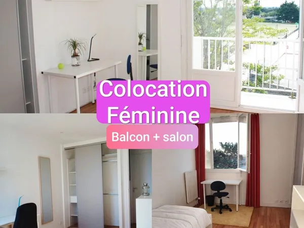 COLOCATION FÉMININE - balcon salon- CALME PROPRE LUMINEUX