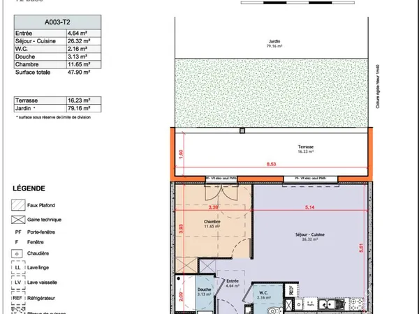 Appartement 2 pièces 48 m²