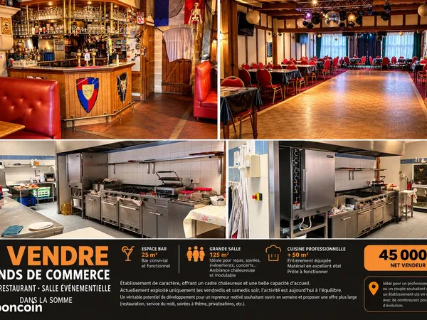À VENDRE - Fonds de commerce Bar / Restaurant / Événementiel - SOMME (80)