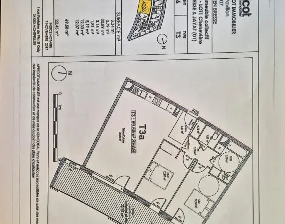 Appartement 3 pièces 69 m²