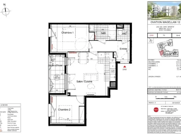 Appartement 3 pièces 61 m²