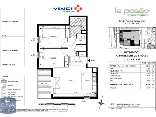 Appartement 3 pièces 64 m²