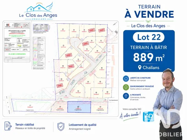 Vente Terrain à bâtir 889 m²