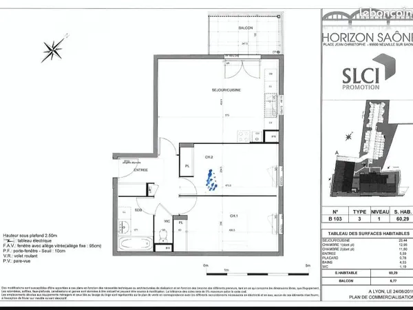 Logement F3 Neuville sur Saône