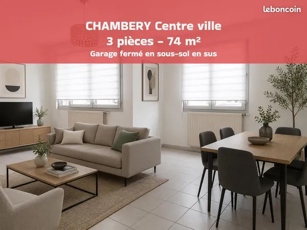 Chambéry Centre Ville - 3 pièces 74 m² lumineux - garage fermé en supplément