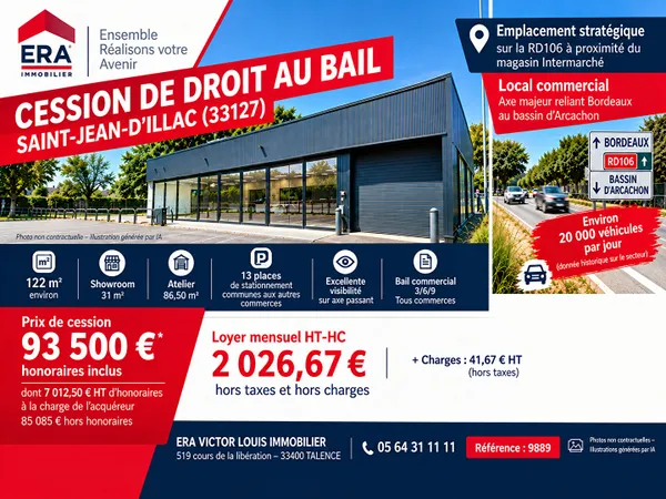 Droit au bail 2 pièces 122 m²