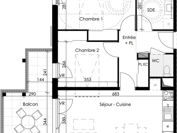 COLOCATION - LE PONTET - T3 NEUF MEUBLÉ - 64 m² - 2 CHAMBRES - SANS FRAIS D'AGENCE -