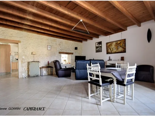 Maison à vendre 6 pièces TRIZAY (17) MAISON EN PIERRE ENTIEREMENT RENOVEE, BEAUX VOLUMES, 3 CHAMBRES