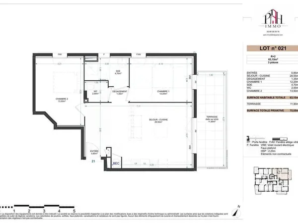 Appartement 3 pièces 63 m²