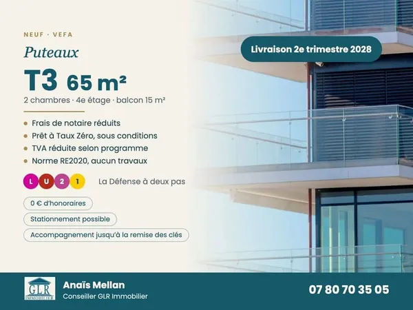 Appartement 3 pièces 65 m²
