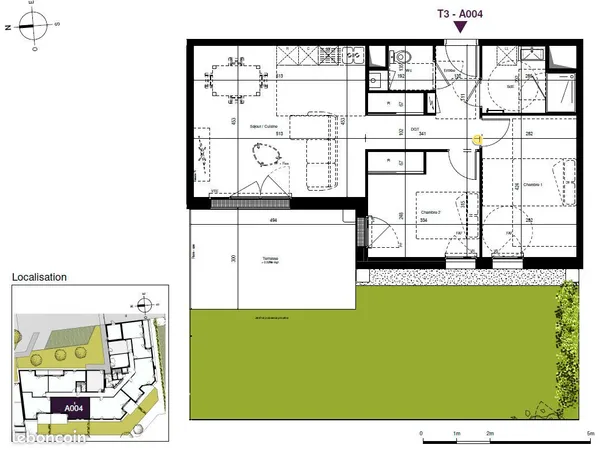 Appartement 3 pièces 60 m²