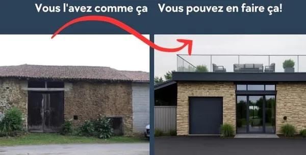 Grange en zone constructible et terrain