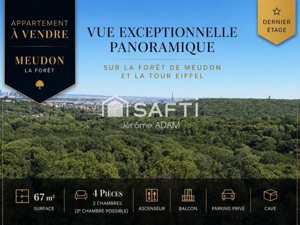 T4 lumineux au dernier étage | Vue exceptionnelle sans vis-à-vis | Double séjour (3e chambre possibl