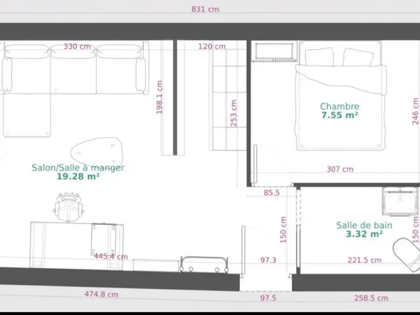Loue F2 Paris quartier Commerce très bon état