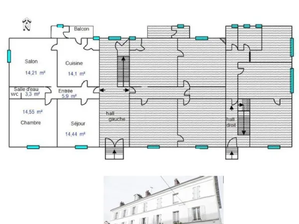 VENTE LONS-LE-SAUNIER (39), APPARTEMENT LOUÉ TYPE 3 de 68.40 M² AVEC BALCON, CAVE, GRENIER, PLACE DE