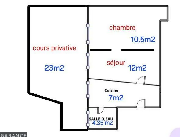 Appartement studio ou 2 pièces DAUMESNIL (75012) + 23m2 de