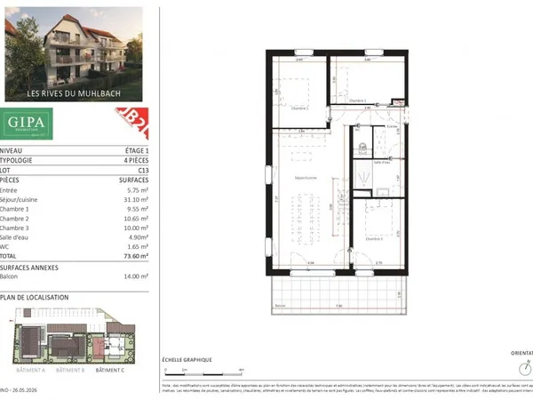 Appartement 4 pièces 74 m²