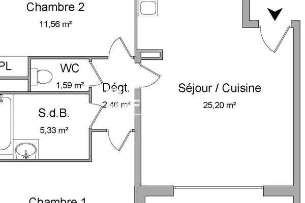 Appartement 3 pièces 59 m²