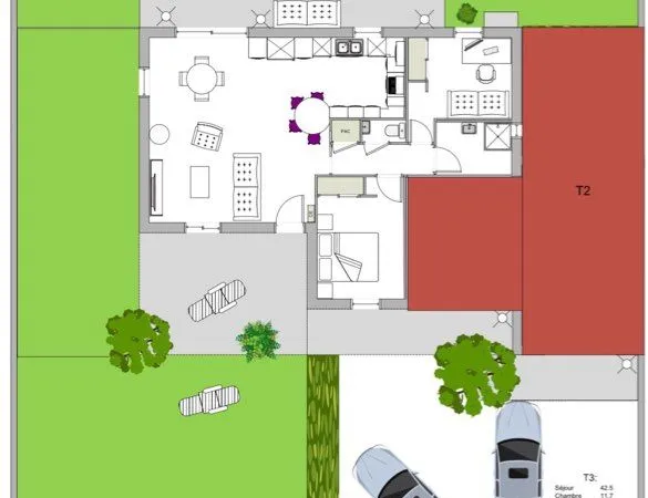 Maison T3 meublée de 75 m² avec jardin - Secteur La Ramée / Tournefeuille