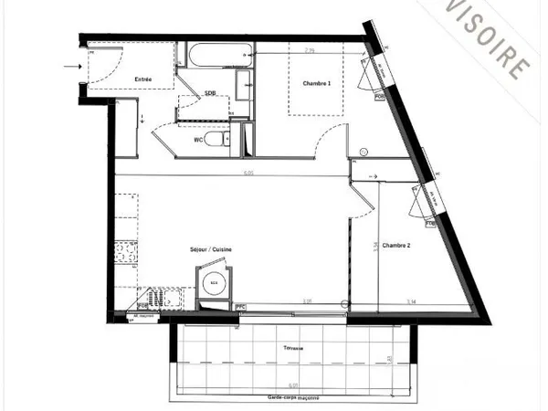 Appartement 3 pièces 53 m²