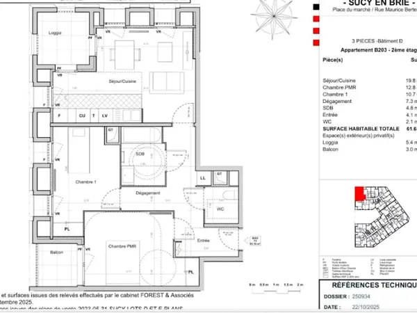 Appartement 3 pièces 61 m²