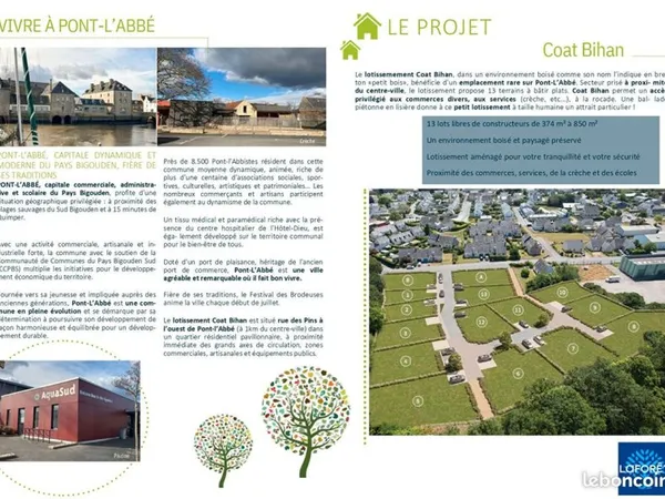 Terrain 412 m² PONT L ABBE