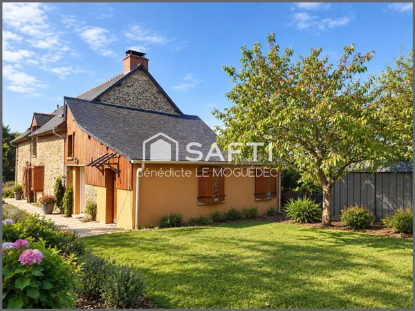 Belle longère en pierres avec studio indépendant à rafraichir, terrain clos, arboré de 1612 m 2. 12 