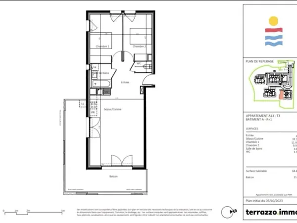 Appartement 3 pièces 65 m²