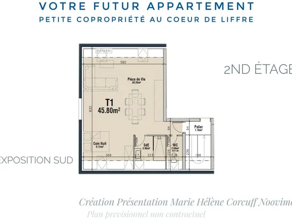 T1 rénové 45,8 m2 Hyper centre de Liffré Pré-commercia