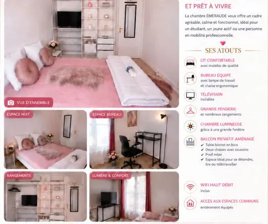 Chambre avec balcon - colocation