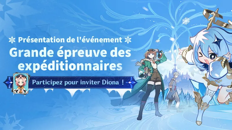 Genshin Impact : la Grande épreuve des expéditionnaires ouvre le 28 août — Diona gratuite, une Couronne de la sagesse, et deux quêtes à finir avant d'y entrer
