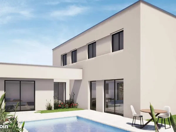 Terrain 438 m² d'angle + PERMIS PURGÉ — maison d'architecte + piscine — Meyzieu