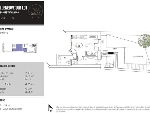 VILLENEUVE-SUR-LOT, PARC DE SAINT-CYR | T2 (33m² | 1ch) Lot 101